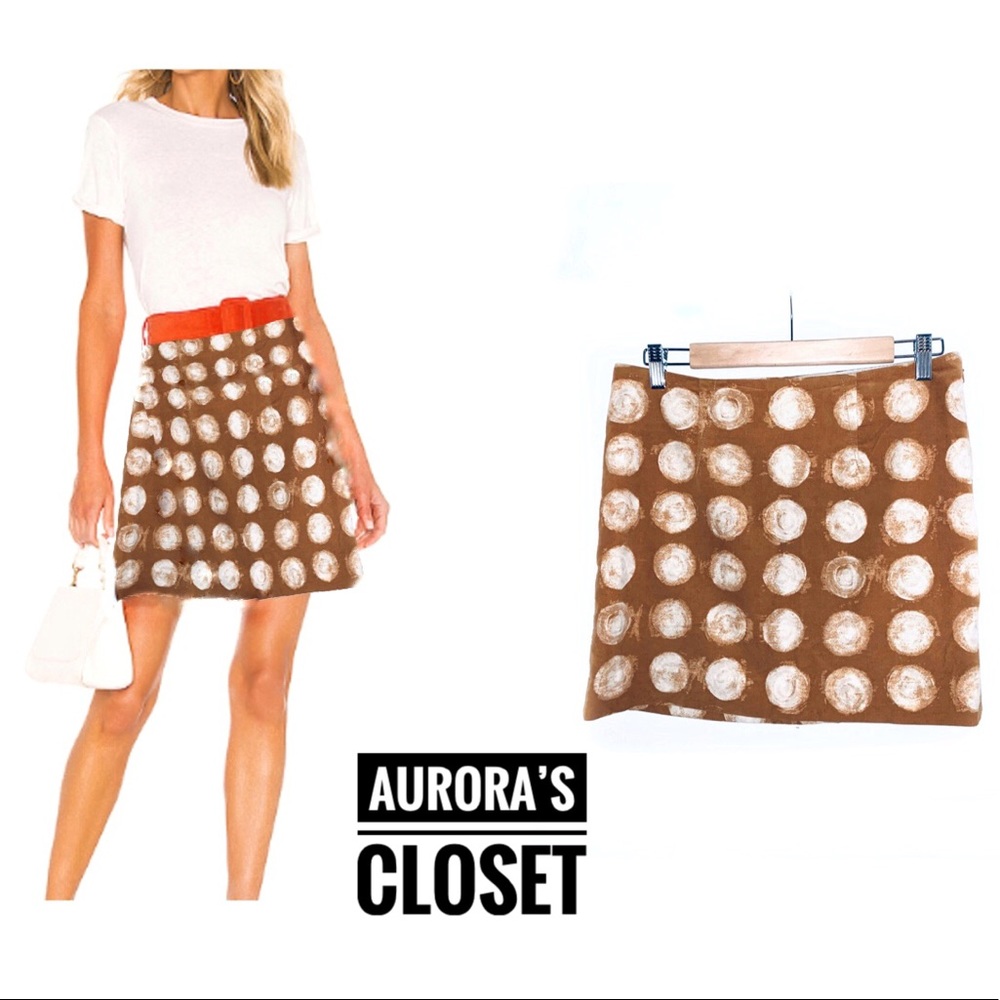 Maeve 4 Orange Corduroy Mini Skirt Polka Dot